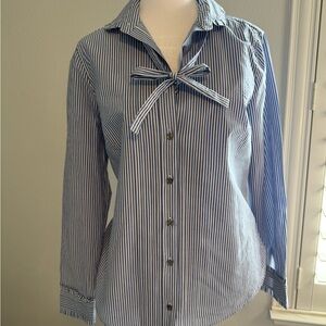 J. Crew Blue and White Striped Button-Up Shirt